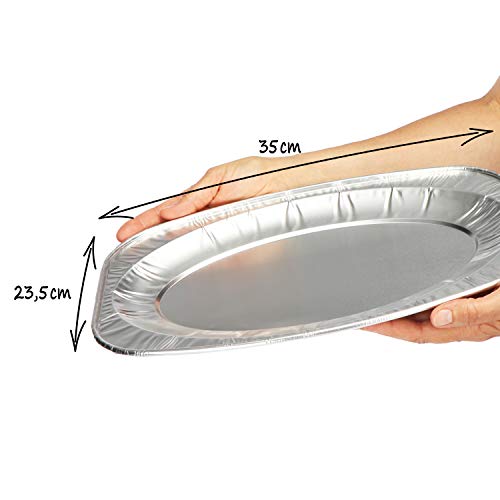 com-four® 8X Plato para Servir - Plato para Servir de un Solo Uso Hecho de Aluminio - bandejas ovales de Aluminio para Bodas, Catering, Catering o Fiestas (35x23.5cm - 08 Piezas)