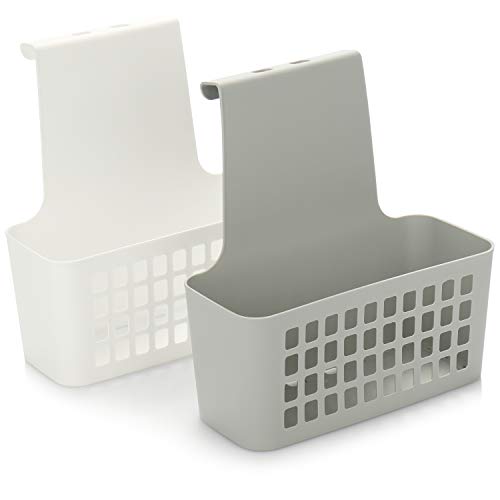 com-four® Cesta Colgante 2X, Caja de Almacenamiento Robusta de plástico, Organizador para Cocina, baño y Armario, Estante Colgante Estable y Ligero para Puertas