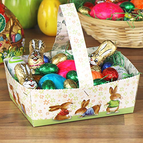 com-four® Juego de Pascua de 9 Piezas Hecho de canastas de Pascua con Pasto de Pascua y Color de Huevo - Decoraciones de Pascua [la selección varía] (09 Piezas - Canasta + Color Huevo)