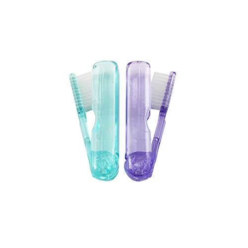 com-four® Set de 4 cepillos de Dientes de Viaje en Colores Diferentes con Resistencia Media de cerdas - Mini cepillos de Dientes Ideal para el Viaje (Azul-Verde-Morado-Rojo)