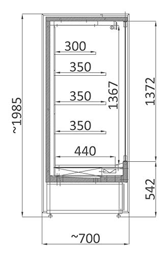 Combisteel - Vitrina refrigerada de pared con puertas (profundidad 700 mm) 1110 mm