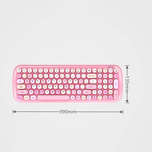 Combo De Teclado Y Mouse Usb Inalámbrico, Combinación De Mini Teclado Y Mouse De 2.4G, Tapas De Teclas Redondas Retro, Rosa Pastel