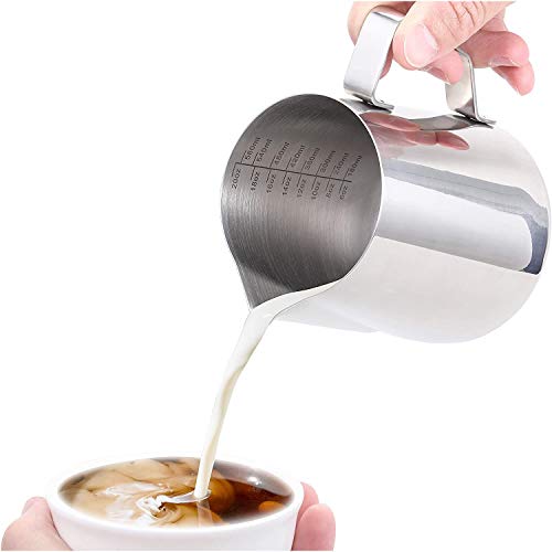 Comius Sharp Jarra de Leche 350ml / 600ml (12oz / 20oz), Jarra de Leche de Acero Inoxidable 304, Taza de Espuma de Leche para Hacer Capuchino de café (600ml)