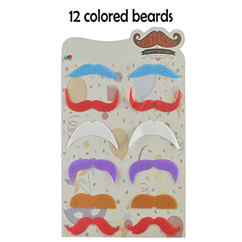 Comius Sharp Party Moustache 72 Piezas 4 Tarjetas de Bigotes Adhesivos para niños y Adultos Accesorios para Juegos de Disfraces Set de Barba Falsa Fiestas de Vaquero, cumpleaños