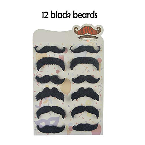 Comius Sharp Party Moustache 72 Piezas 4 Tarjetas de Bigotes Adhesivos para niños y Adultos Accesorios para Juegos de Disfraces Set de Barba Falsa Fiestas de Vaquero, cumpleaños