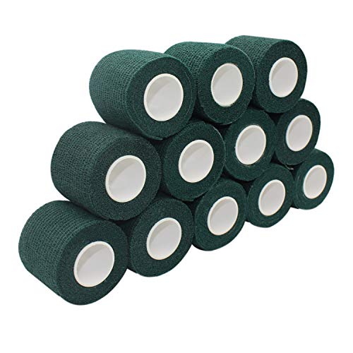 COMOmed Non-woven fabric self-adhesive Bandage venda cohesiva Mascota Vendaje Verde oscuro 5cmX4.5m 12 Volumen