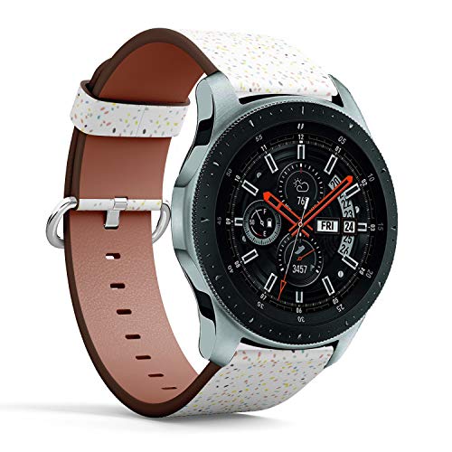 Compatible con Samsung Galaxy Watch (46 mm) – Correa de Reloj de Cuero con pasadores de liberación rápida (Colores de Confeti pálido Abstracto)