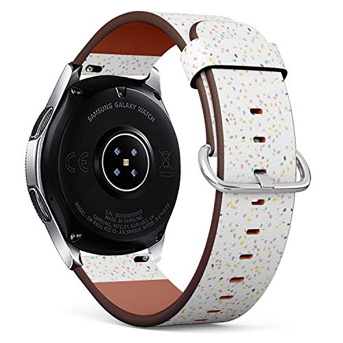 Compatible con Samsung Galaxy Watch (46 mm) – Correa de Reloj de Cuero con pasadores de liberación rápida (Colores de Confeti pálido Abstracto)