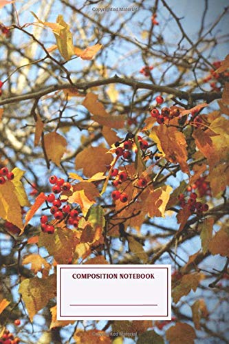 Composition Notebook: Bright Red Berries Complement Golden Yellow Leaves On A Journal Note Taking System for School and University