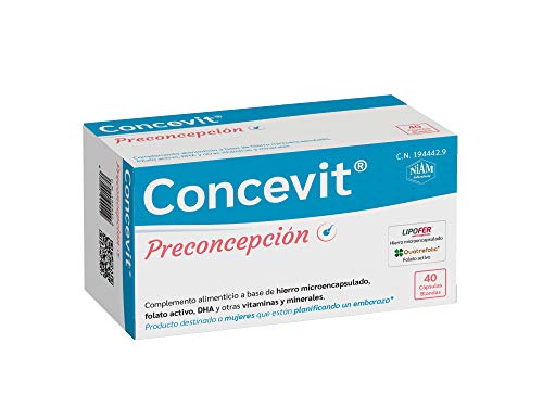 Concevit Preconcepción con Hierro, Folato activo y vitaminas y minerales. 40 Cápsulas blandas