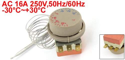 Congelador ajustable reloj -30 a 30 grados Celsius capilar termostato AC 250 V 16 A