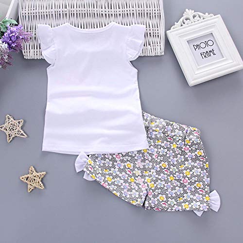 Conjuntos Bebé Niña 2PC Conjunto Ropa Bebe Unisex Recien Nacido Verano 0-24 Meses Niños Impresión de piruleta Camiseta Tops y Florales Pantalones Cortos vpass