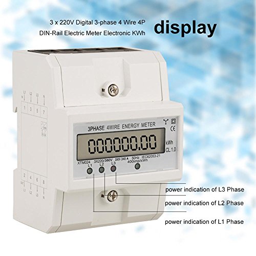 Contador de energía digital trifásico contador eléctrico digital de carril DIN 3 x 220 V 4 hilos 4P