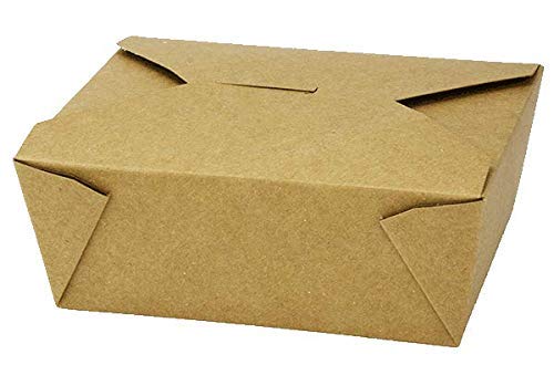 Contenedores desechables de papel Kraft para llevar - Contenedores de comida para llevar calientes y fríos - Diseño a prueba de fugas para el almuerzo en la carretera, 155 x 120 x 65 mm, paquete de 25