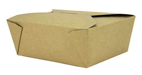 Contenedores desechables de papel Kraft para llevar - Contenedores de comida para llevar calientes y fríos - Diseño a prueba de fugas para el almuerzo en la carretera, 155 x 120 x 65 mm, paquete de 25