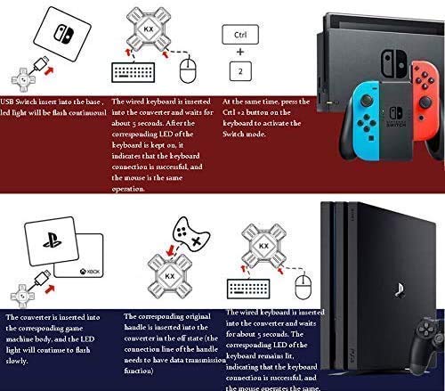 Convertidor de Teclado y Ratón Adaptador de Controlador de Gamepad KX Gaming Teclado y Mouse USB Adaptador Compatible con Switch/PS4/PS3/Xbox One