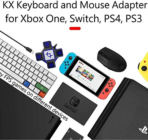 Convertidor de Teclado y Ratón Adaptador de Controlador de Gamepad KX Gaming Teclado y Mouse USB Adaptador Compatible con Switch/PS4/PS3/Xbox One