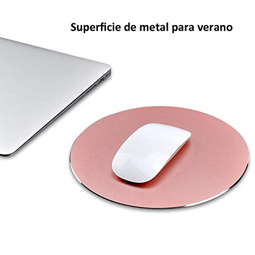 COOLEAD Aluminio Alfombrilla de Ratón Redonda Gaming Mouse Pad Superficie Impermeable y Base de PU Antideslizante Mousepad Metal Juegos Mouse Mat Cojín de Ratón para Oficina PC Ordenador Computer