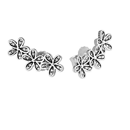 cooltaste primavera deslumbrantes daisiesclear CZ Flores Stud Pendientes Plata de Ley 925 DIY encaja para Pandora Original bisutería de moda las mujeres