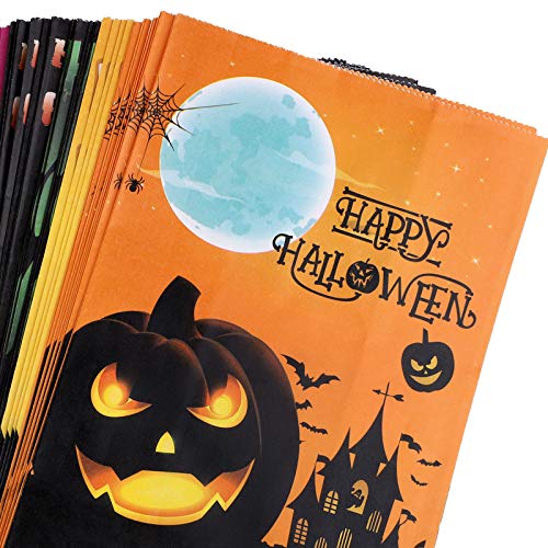 Cooraby 30 bolsas de papel para Halloween Goodie Bolsas de Halloween Calabaza Bolsas de Truco o Trato Bolsas de Papel para Suministros de Fiesta