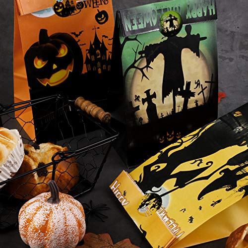 Cooraby 30 bolsas de papel para Halloween Goodie Bolsas de Halloween Calabaza Bolsas de Truco o Trato Bolsas de Papel para Suministros de Fiesta