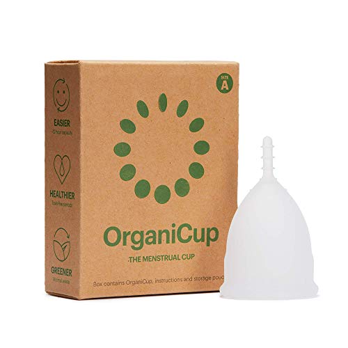 Copa menstrual OrganiCup - Talla A/pequeña - Ganadora del los AllergyAwards 2019 - Aprobada por la FDA - Silicona suave, flexibe y reutilizable de grado medicinal