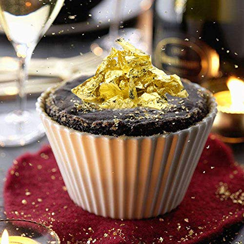 Copos de oro comestibles, 24K comestible Lámina de pan de oro Cocinar Bebida Comida Postre Pastel Decoración de helado, Celebraciones Candy Shaker Jar Wedding Shower Party Cake Alimentos Decoración