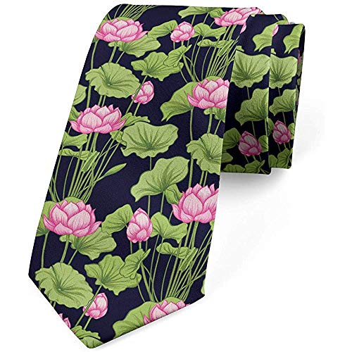 Corbata para hombre, hojas grandes y flores, 8cm, verde pistacho rosa