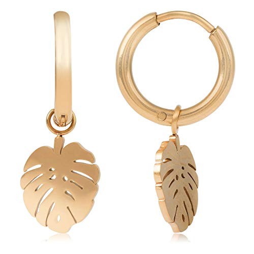 Córdoba Jewels | Pendientes en plata de ley 925 bañada en oro con diseño Mini Aros Hoja Gold