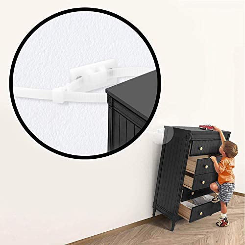 Correas para Muebles para Bebé Anclaje Armario Pared Antivuelco Cerraduras de Seguridad para Niños para Protección de Bebés y Mascotas 20 Pieza