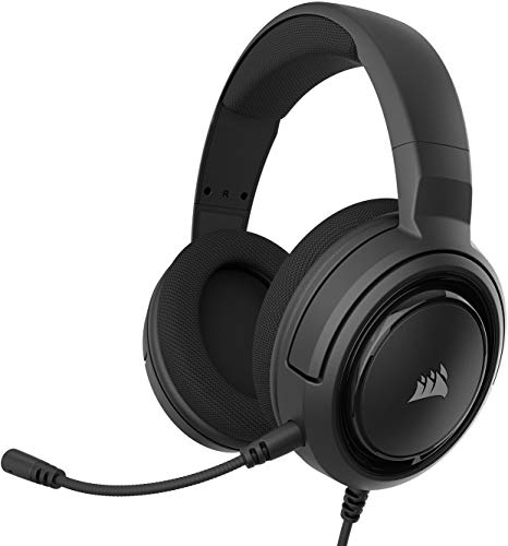 Corsair HS35 - Auriculares Stereo para Juegos (Membrana Neodimio de 50 mm, Micrófono Unidireccional Extraíble, Estructura Ligera, Compatible con PC, Xbox One, PS4, Nintendo Switch y Móviles), Negro