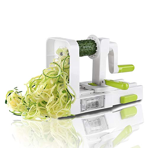 Cortador de verduras en espiral de 5 Cuchillas,Midas doblado espiralizador de verduras de fácil uso para cortar frutas y verduras en espiral,juliana,espaguetis,tallarines,cintas o fideos