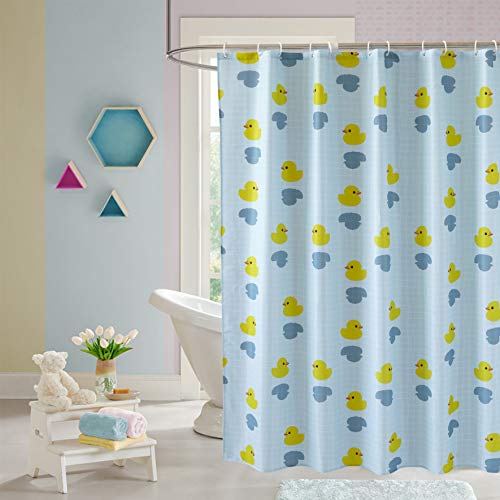 Cortina de Ducha Pato Amarillo Cortina de Baño Impermeables y Resistentes al Moho con Ganchos para Ducha y Bañeras, Dobladillo Ponderado, Lavable a Máquina, 180 x 180 cm (Rejilla)