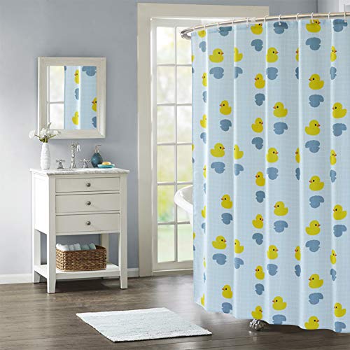 Cortina de Ducha Pato Amarillo Cortina de Baño Impermeables y Resistentes al Moho con Ganchos para Ducha y Bañeras, Dobladillo Ponderado, Lavable a Máquina, 180 x 180 cm (Rejilla)