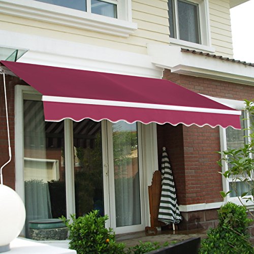 COSTWAY Toldo con Brazo Plegable de 2,5 x 2 Metros Toldo Manual Impermeable y Resistente a los Rayos UV Toldo para Balcón Terraza Puerta Ventana (Vino Rojo)