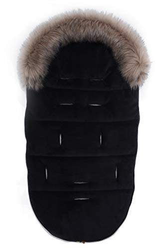 Cottonmoose Moose Saco de invierno dormir térmico para carrito silla de bebé universal abrigo polar (422 Moose Black-Black)