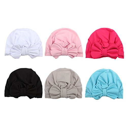 COUXILY Baby Hat 6 Unids Recién Nacido Elastico Stretch Head Wrap Infantil Turbante Niño Bebé Nudo Diadema (HP-C01)