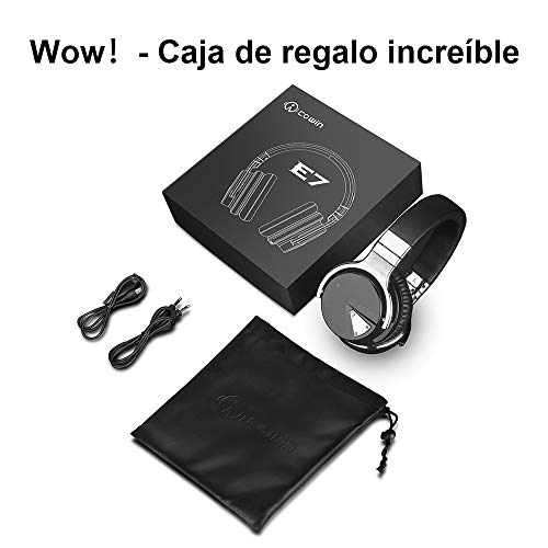 COWIN E7 Auriculares inalámbricos Bluetooth con bajos profundos, Almohadillas de Protección Cómodo, 30 Horas de Tiempo de Juego para Viajes (Negro)