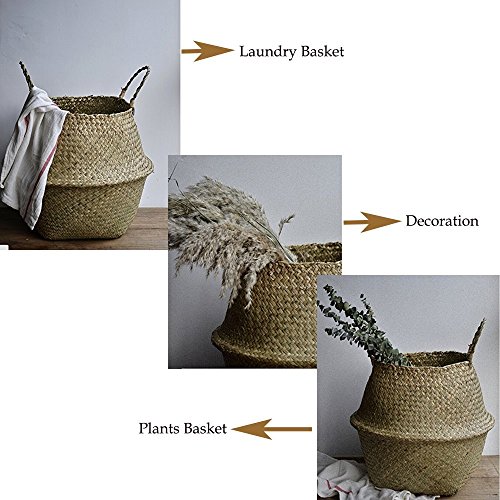 Cozywind Natural Cesta Tejida a Mano, Plegable Cesto de Almacenamiento para la Colada, Flores, Plantas, Juguetes, 45cm x 35cm (XL)