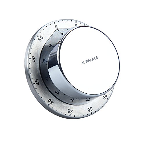 Cozywind Temporizador de Cocina Reloj Temporizador Magnetico y Mecánico de 60 Minutos Alarma Reloj de Acero Inoxidable Cocina Herramienta,Color Plata