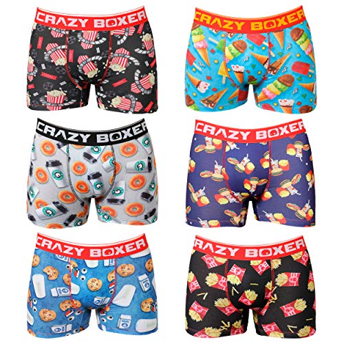 Crazy Boxer T097-1-M Set 6 Boxer Microfibra (92% poliéster-8% Elastano), Multicolor, M Hombres