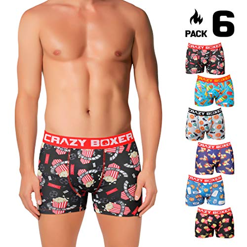 Crazy Boxer T097-1-M Set 6 Boxer Microfibra (92% poliéster-8% Elastano), Multicolor, M Hombres