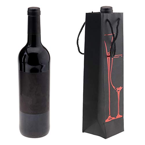 Create Idea - Juego de 15 Bolsas de Regalo para Vino con asa, 5 diseños Diferentes para Botella de Licor, champán, Aniversario, cumpleaños, Cena, 35 x 8 x 8 cm