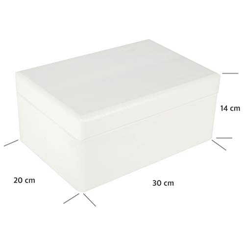 Creative Deco Blanca Grande Caja de Madera para Juguetes | 30 x 20 x 14 cm (+/-1cm) | con Tapa Cofre para Decorar | para Almacenar Documentos, Objetos de Valor, Herramientas