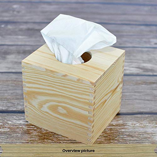 Creative Deco Caja Madera Natural Pañuelos Papel Cuadrada | 13 x 14,5 x 14 cm | Fondo Deslizante | Dispensador de Servilletas Cubo | Ideal para Decoupage Decoración y Almacenamiento