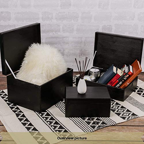 Creative Deco Negro Grande Caja de Madera para Juguetes | 30 x 20 x 14 cm (+/-1cm) | con Tapa Cofre para Decorar | para Almacenar Documentos, Objetos de Valor, Herramientas