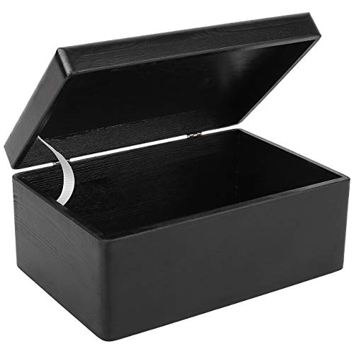 Creative Deco Negro Grande Caja de Madera para Juguetes | 30 x 20 x 14 cm (+/-1cm) | con Tapa Cofre para Decorar | para Almacenar Documentos, Objetos de Valor, Herramientas