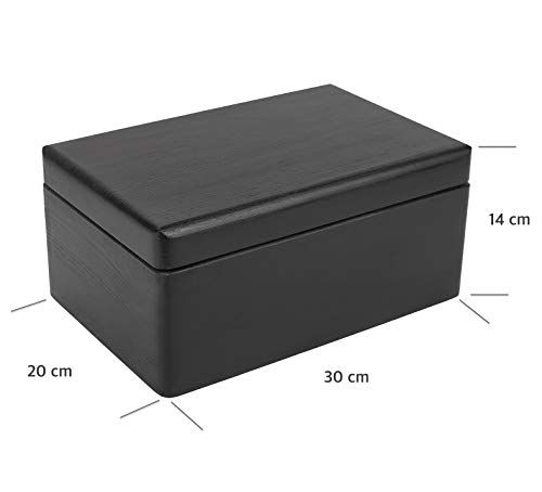 Creative Deco Negro Grande Caja de Madera para Juguetes | 30 x 20 x 14 cm (+/-1cm) | con Tapa Cofre para Decorar | para Almacenar Documentos, Objetos de Valor, Herramientas