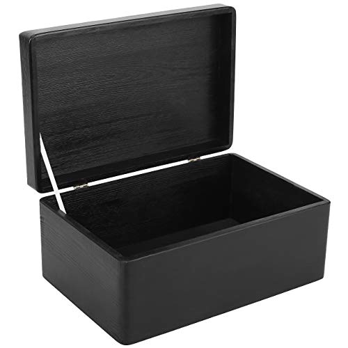 Creative Deco Negro Grande Caja de Madera para Juguetes | 30 x 20 x 14 cm (+/-1cm) | con Tapa Cofre para Decorar | para Almacenar Documentos, Objetos de Valor, Herramientas