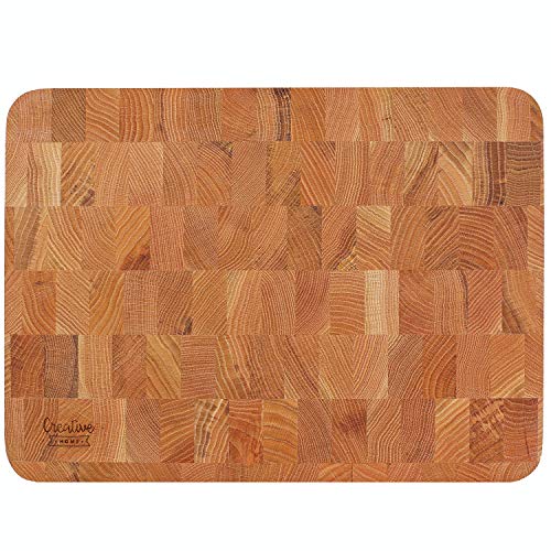 Creative Home Tabla de Cortar de Madera Grande | 40 x 30 x 4 cm | Madera de Roble Natural | Bloque de Carnicero Profesional | Reversible | Gran Accesorio para Cualquier Cocina